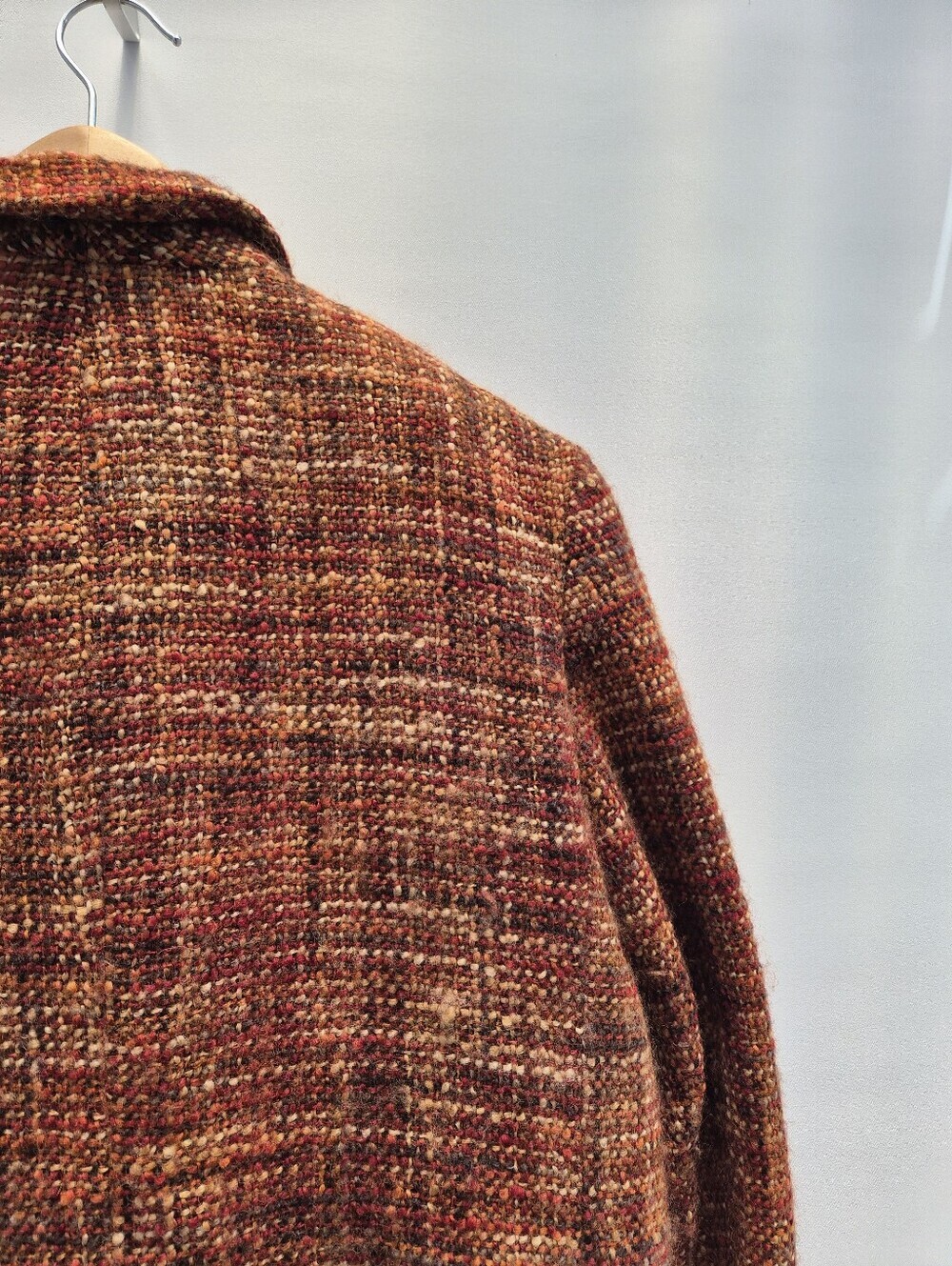 Vintage Jones New York Tweed Blazer Size 14 Wool Blend Jacket Burnt Orange Prep - Picture 9 of 16